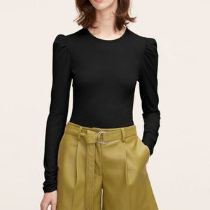 NWT! Rebecca Taylor | Port Mutton-Sleeve Top Black -TB1-7